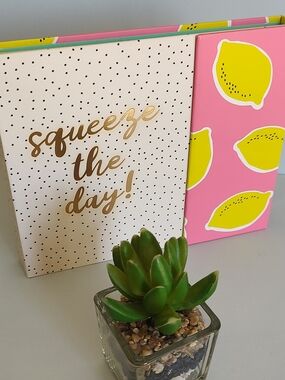 Pink Lemon Print Planner Note Pad  Organizer with Gold Script